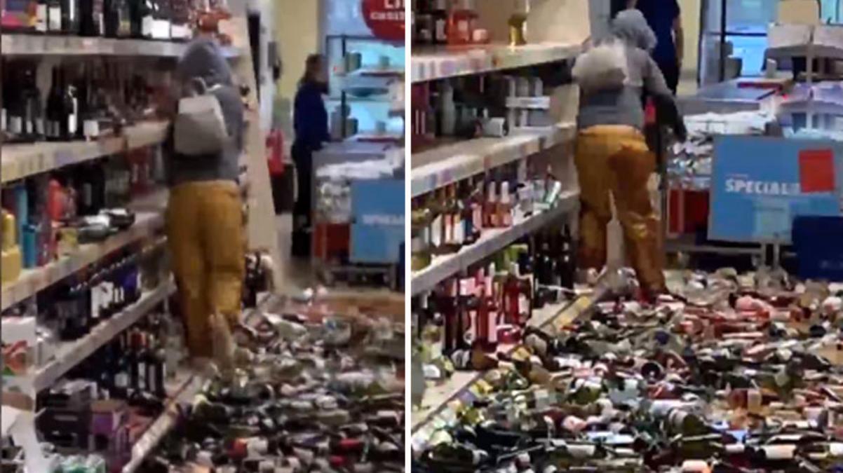 İngiltere'de sinir krizi geçiren müşteri marketi birbirine kattı