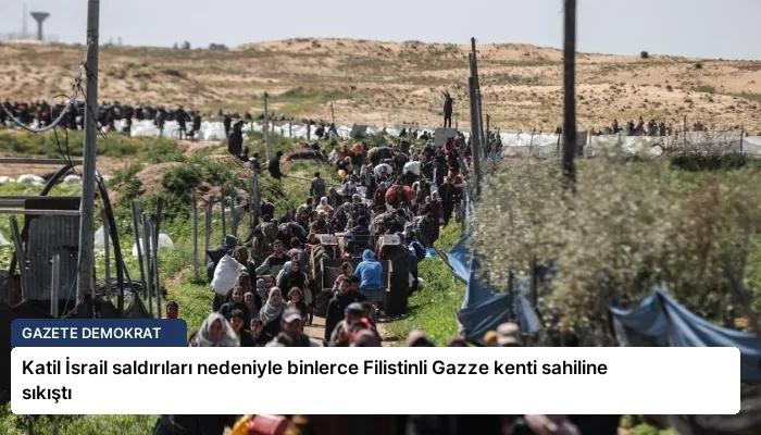Katil İsrail saldırıları nedeniyle binlerce Filistinli Gazze kenti sahiline sıkıştı