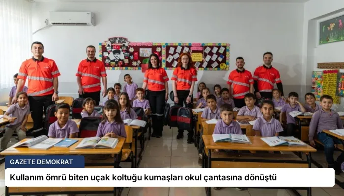 Kullanım ömrü biten uçak koltuğu kumaşları okul çantasına dönüştü