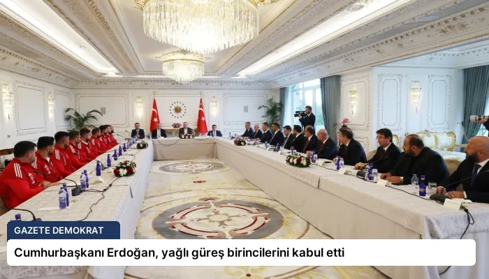 Cumhurbaşkanı Erdoğan, yağlı güreş birincilerini kabul etti