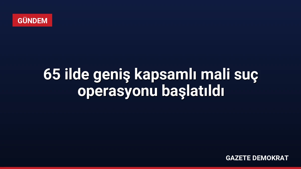 65 ilde geniş kapsamlı mali suç operasyonu başlatıldı