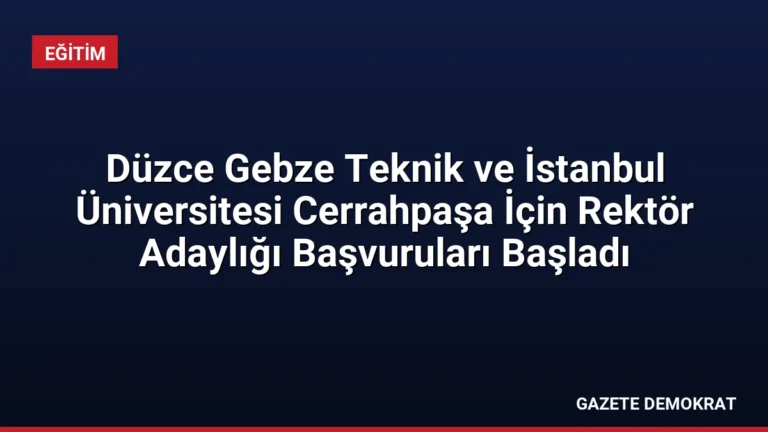 Düzce Gebze Teknik ve İstanbul Üniversitesi Cerrahpaşa İçin Rektör Adaylığı Başvuruları Başladı