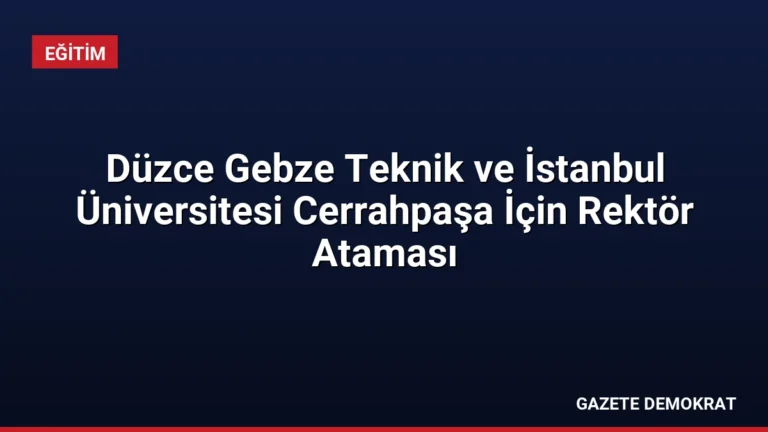 Düzce Gebze Teknik ve İstanbul Üniversitesi Cerrahpaşa İçin Rektör Ataması