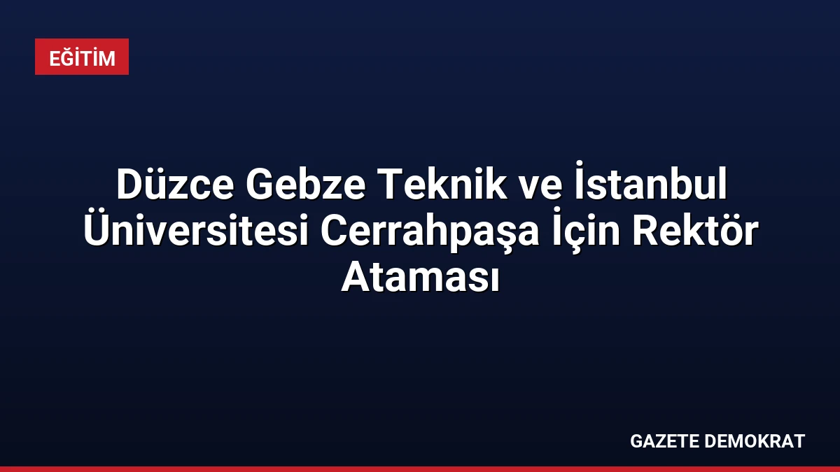 Düzce Gebze Teknik ve İstanbul Üniversitesi Cerrahpaşa İçin Rektör Ataması