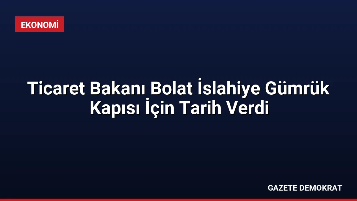 Ticaret Bakanı Bolat İslahiye Gümrük Kapısı İçin Tarih Verdi