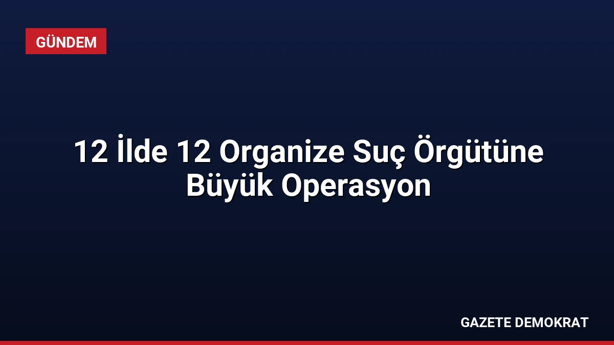 12 İlde 12 Organize Suç Örgütüne Büyük Operasyon