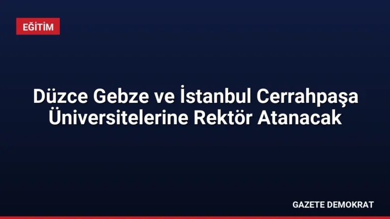 Düzce Gebze ve İstanbul Cerrahpaşa Üniversitelerine Rektör Atanacak