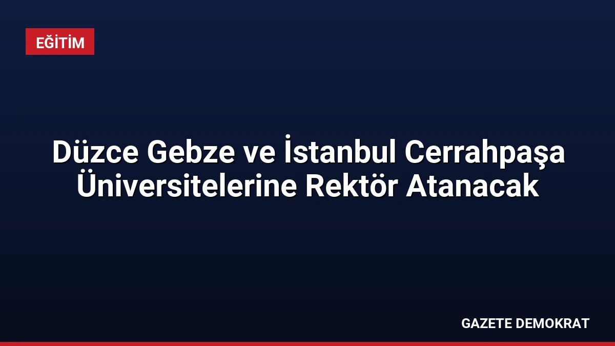 Düzce Gebze ve İstanbul Cerrahpaşa Üniversitelerine Rektör Atanacak