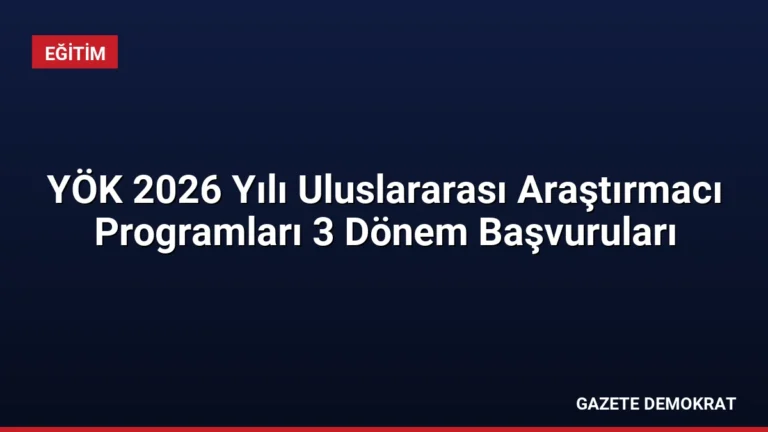 YÖK 2026 Yılı Uluslararası Araştırmacı Programları 3 Dönem Başvuruları