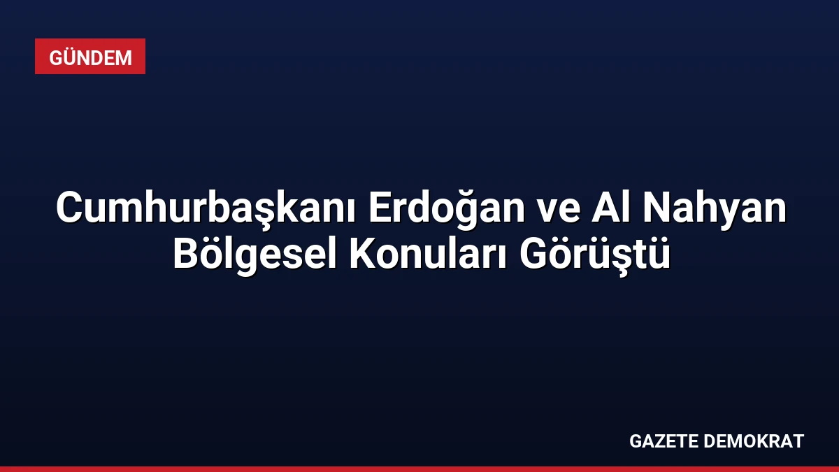 Cumhurbaşkanı Erdoğan ve Al Nahyan Bölgesel Konuları Görüştü