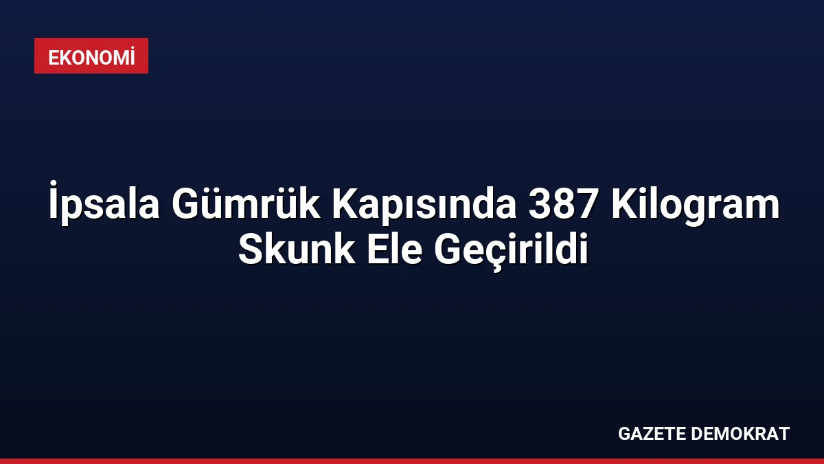 İpsala Gümrük Kapısında 387 Kilogram Skunk Ele Geçirildi