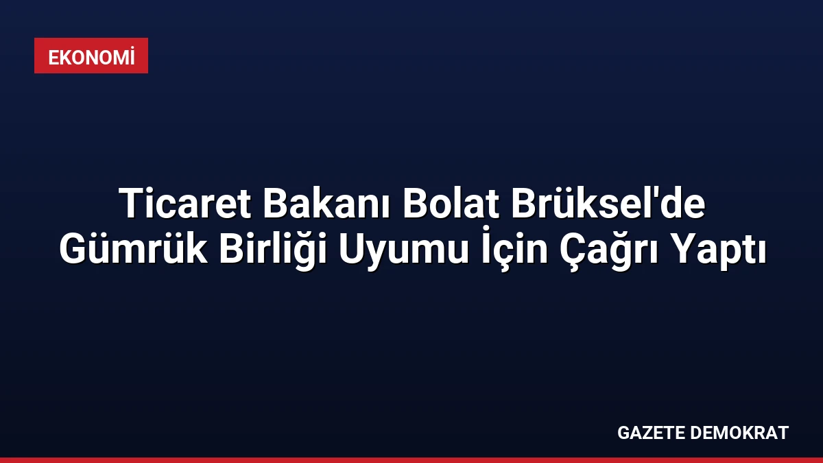 Ticaret Bakanı Bolat Brüksel’de Gümrük Birliği Uyumu İçin Çağrı Yaptı