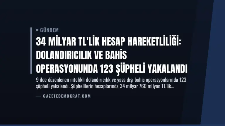 34 Milyar TL’lik Hesap Hareketliliği: Dolandırıcılık ve Bahis Operasyonunda 123 Şüpheli Yakalandı