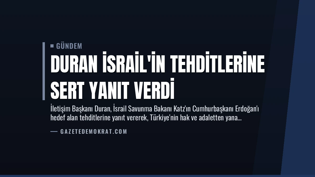 Duran İsrail’in Tehditlerine Sert Yanıt Verdi
