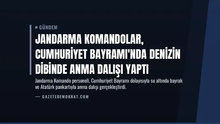 Jandarma Komandolar, Cumhuriyet Bayramı’nda Denizin Dibinde Anma Dalışı Yaptı