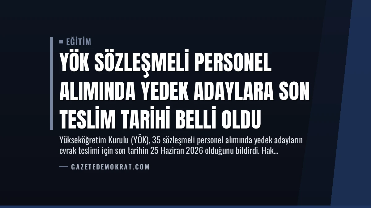 YÖK Sözleşmeli Personel Alımında Yedek Adaylara Son Teslim Tarihi Belli Oldu